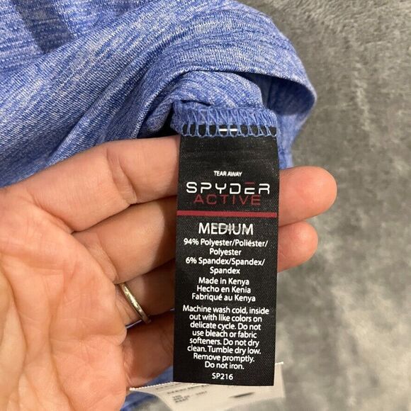 Spyder Active Shirt Womens Medium Heather Blue Lightweight Active Back Cutout - Picture 4 of 9